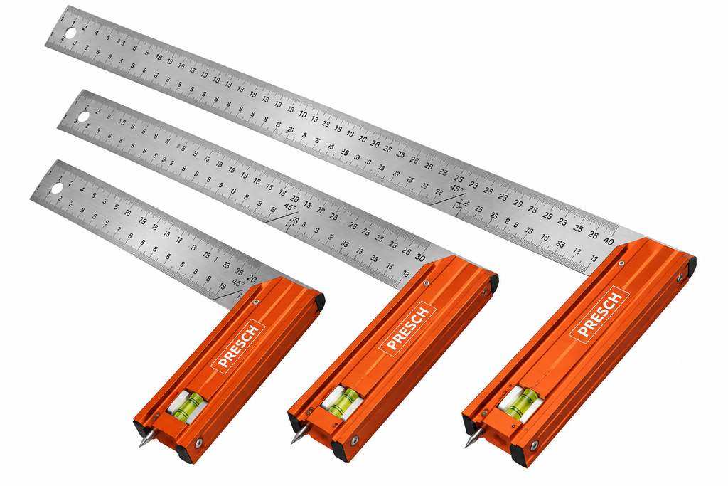 Handwerkzeuge drei orange presch schreinerwinkel