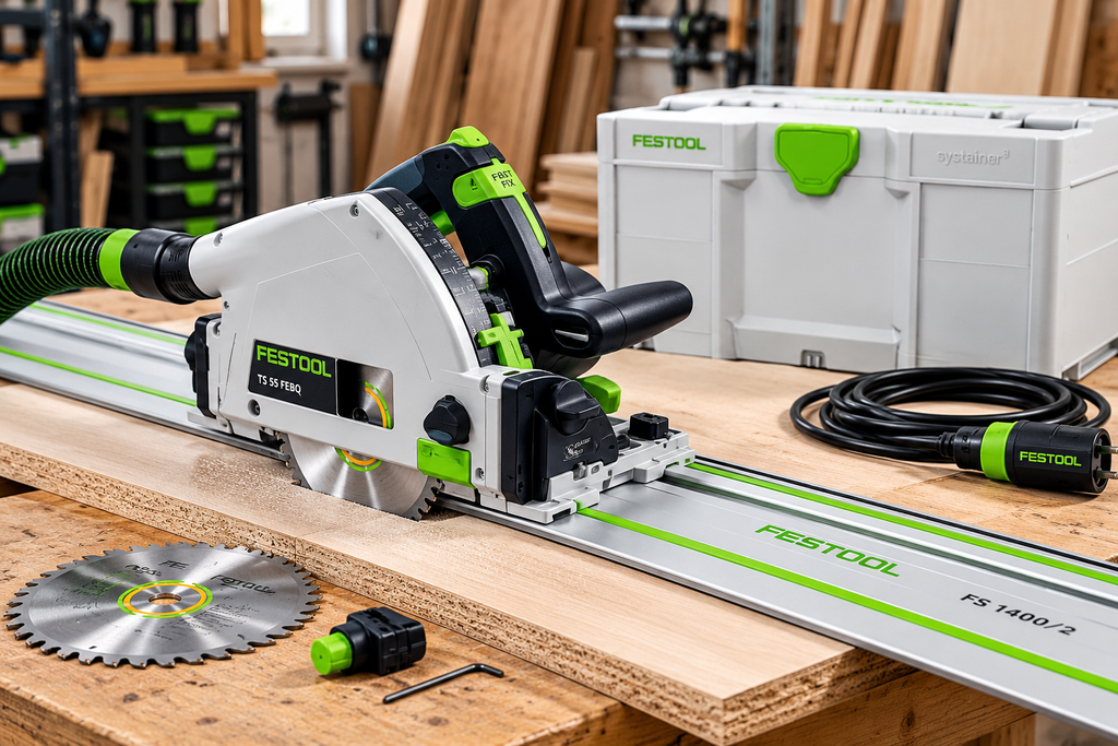 ELEKTROWERKZEUGE festool tauchsäge im holzwerkstatt setup