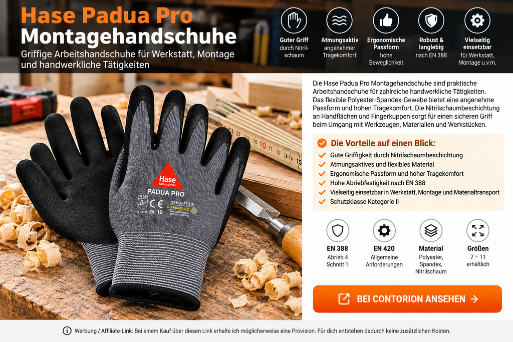 Arbeitsschutz & Sicherheit. hase padua pro montagehandschuhe im werkstattlook