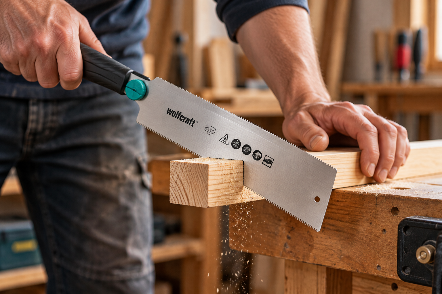 Handwerkzeuge Japanische Zugsaege Beim Holzschnitt 1