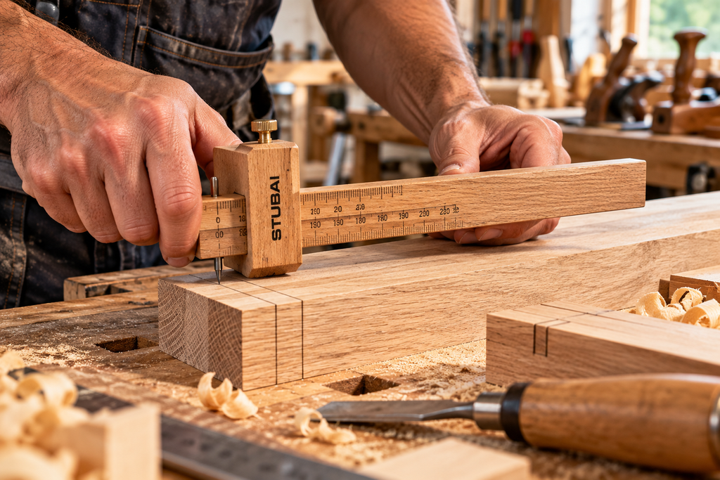 Messwerkzeuge präzises anreißen in der holzwerkstatt