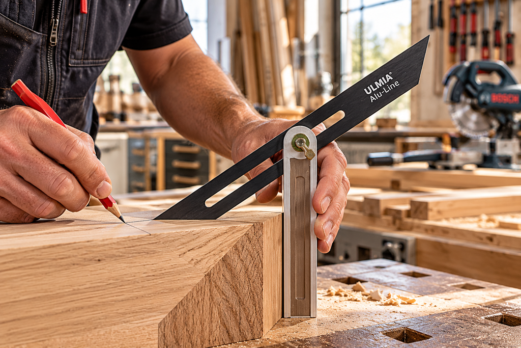 Messwerkzeuge präzises winkelzeichnen in der holzwerkstatt