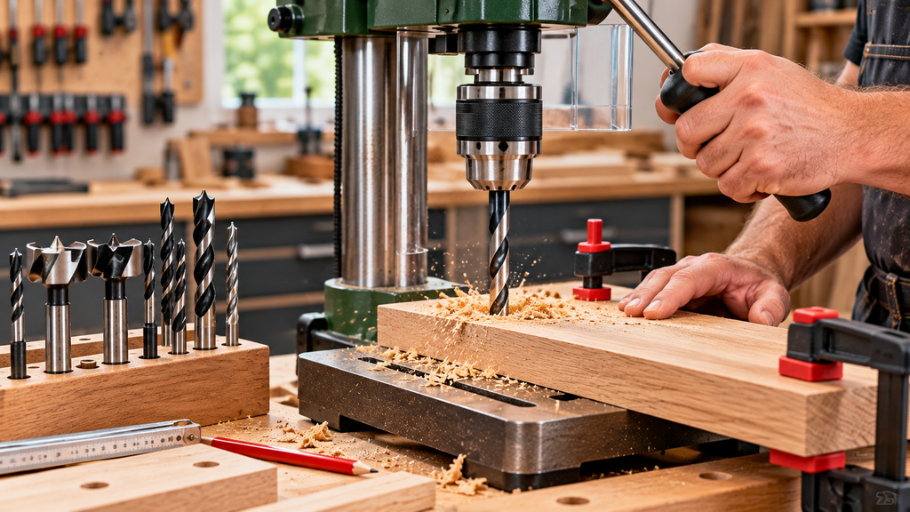 präzisionsbohren in der holzwerkstatt